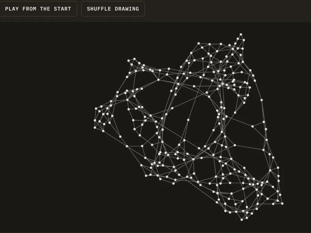 A web of points and lines grown from a single rule